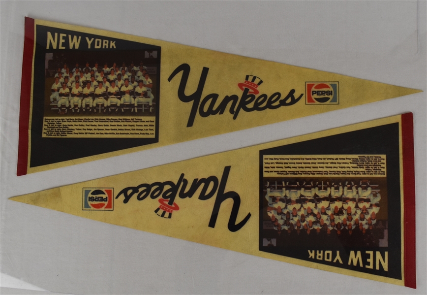 Vintage 1980 New York Yankees Lot of 2 Photo Pennants