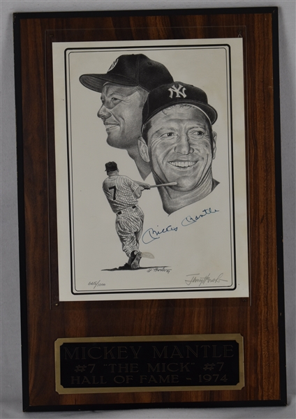 Mickey Mantle Autographed 8x10 Lithograph Plaque