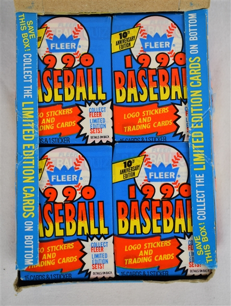 Vintage Box of 1990 Fleer Baseball Wax Packs