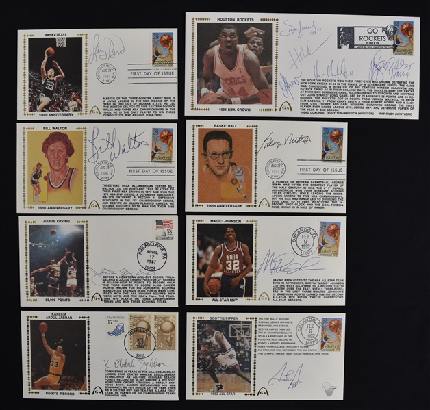 NBA Legends Collection of 8 Signed First Day Covers