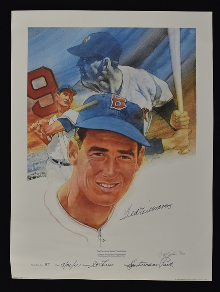 Ted Williams Autographed & Inscribed Career HR #81 Cliff Spohn Limited Edition #81/521 Lithograph