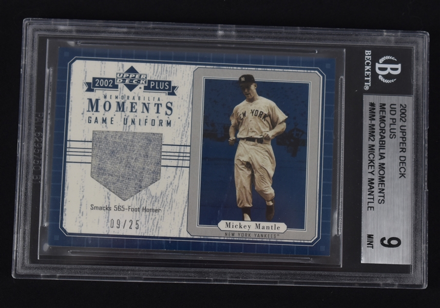 Mickey Mantle 2002 Upper Deck Game Used Uniform Card BGS 9