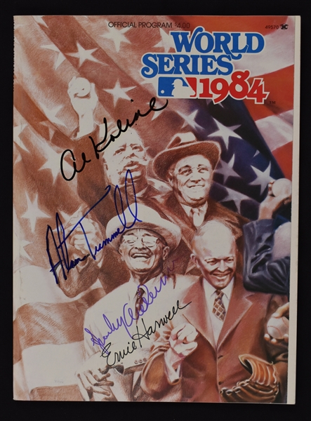 Sparky Anderson Al Kaline Alan Trammell & Ernie Harwell Autographed Detroit Tigers 1984 World Series Program