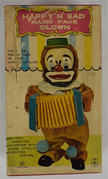 Vintage 1960s Frankonia Happy N Sad Clown Battery Operated Toy w/Original Box