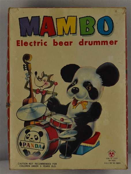 Vintage 1970s Battery Operated Mambo Electric Bear Drummer w/Original Box