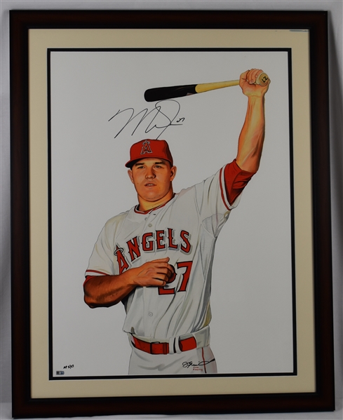 Mike Trout James Fiorentino Autographed Limited Edition Framed Giclee 