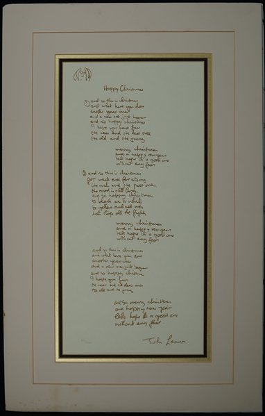 John Lennon 1969 Happy Christmas Lyrics Limited Edition Serigraph #260/1000