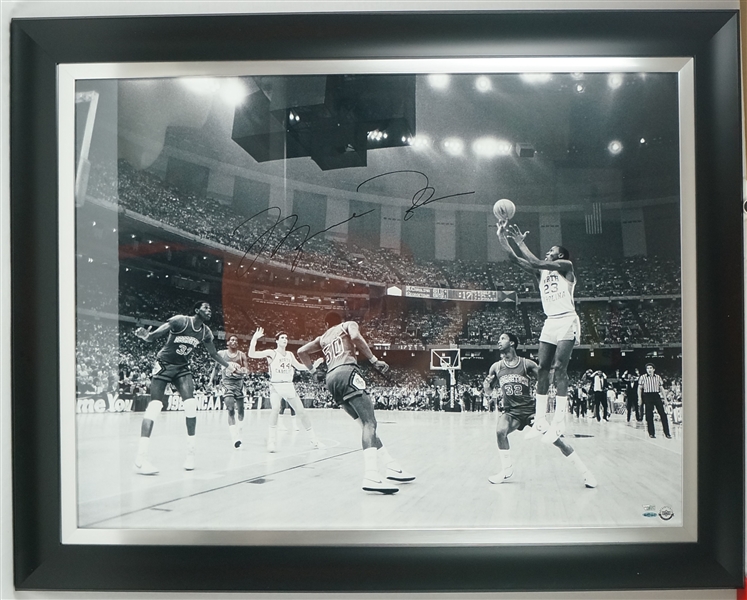 Michael Jordan Autographed Framed 38x48 UNC "17 Second" Game Winning Shot Photo UDA