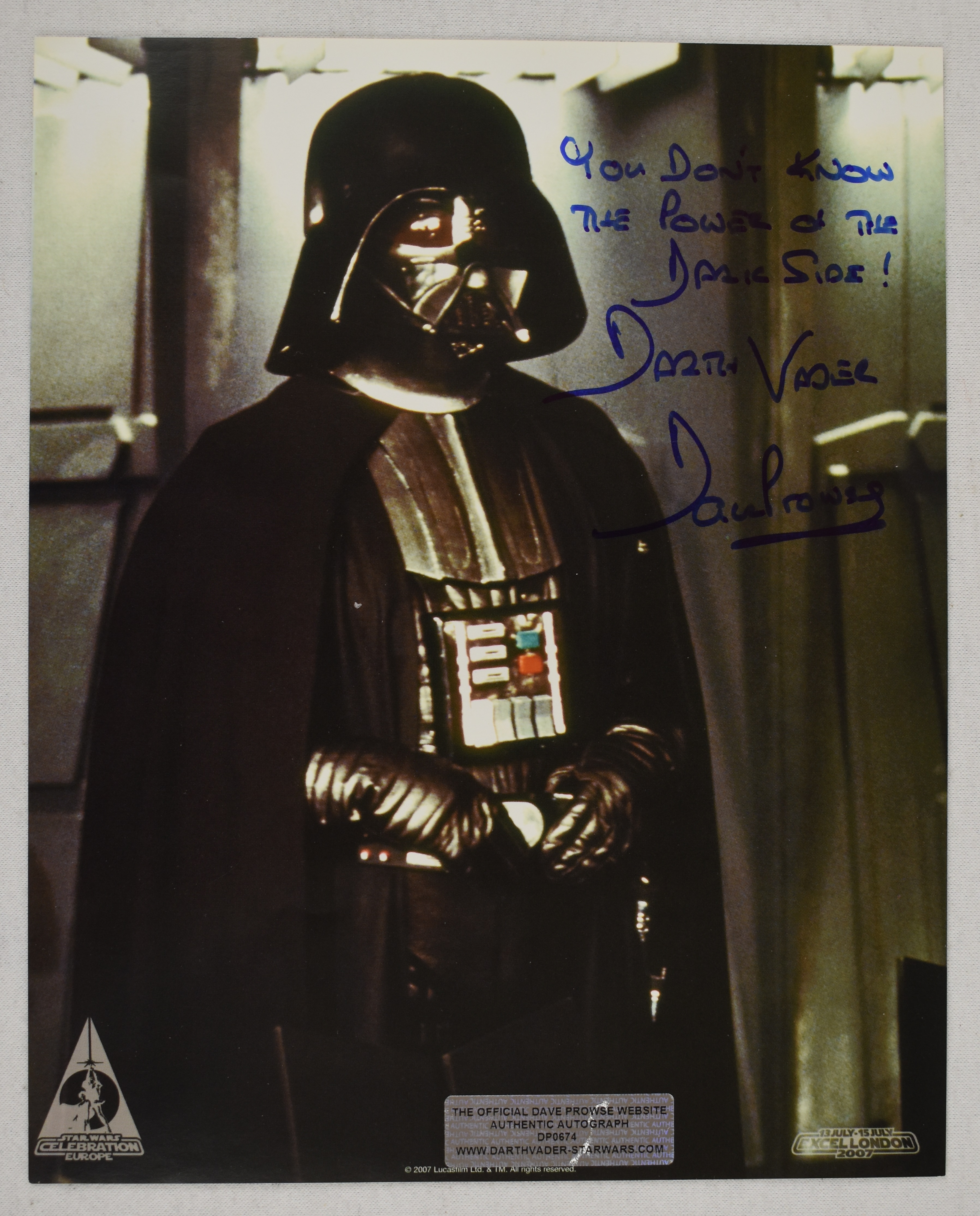 darth vader signed memorabilia