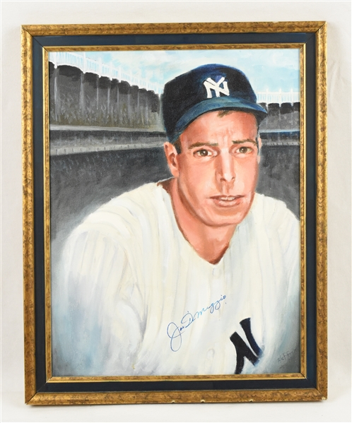 Joe DiMaggio Autographed Original 14x18 Painting PSA/DNA