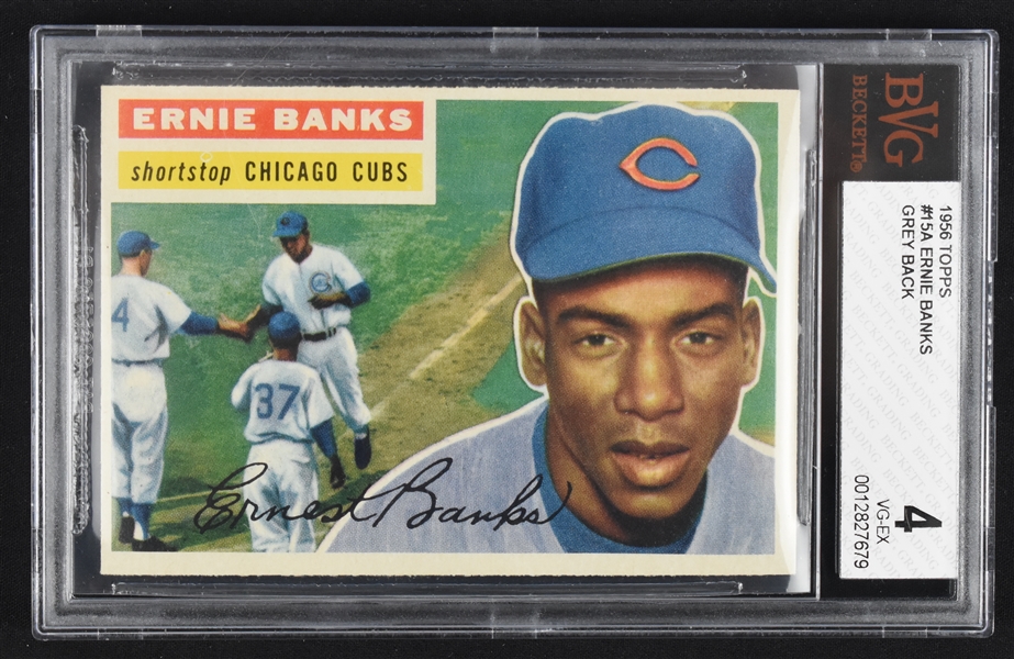 Ernie Banks 1956 Topps #15 Baseball Card BGS 4 VG-EX