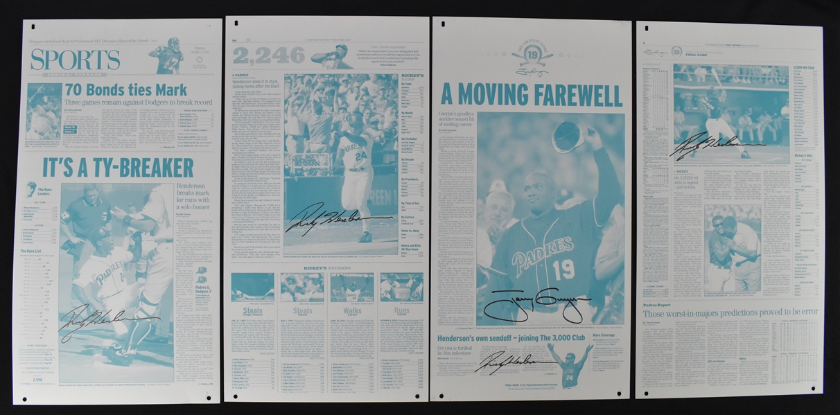 Collection of Rare Tony Gwynn & Rickey Henderson Autographed Printing Plates