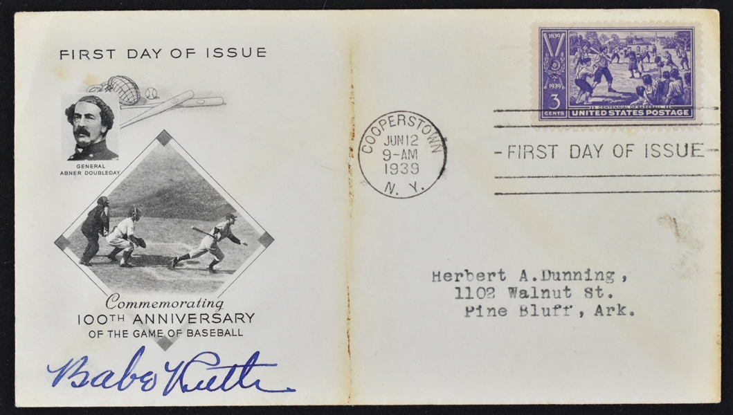 Babe Ruth Autographed 1939 First Day Cover