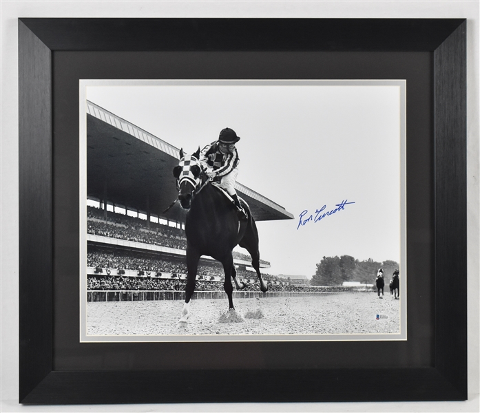 Secretariat Triple Crown 24x28 Framed Display Signed by Ron Turcotte