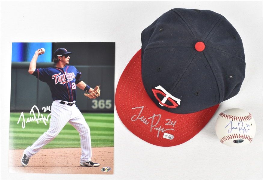 Trevor Plouffe Autographed Game Used Hat Ball & Photo
