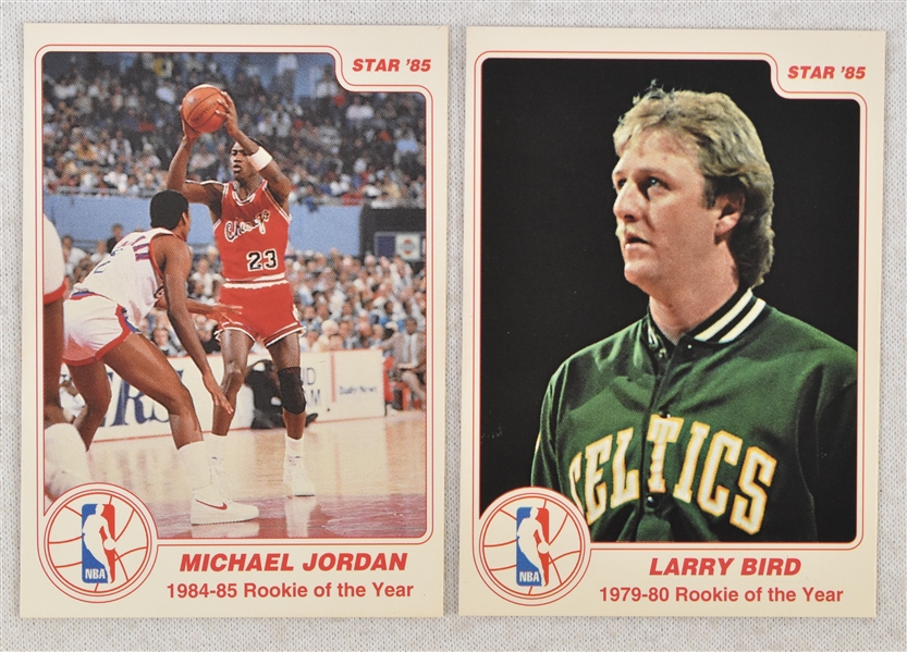 Michael Jordan & Larry Bird 1985 Star Co. Basketball Cards