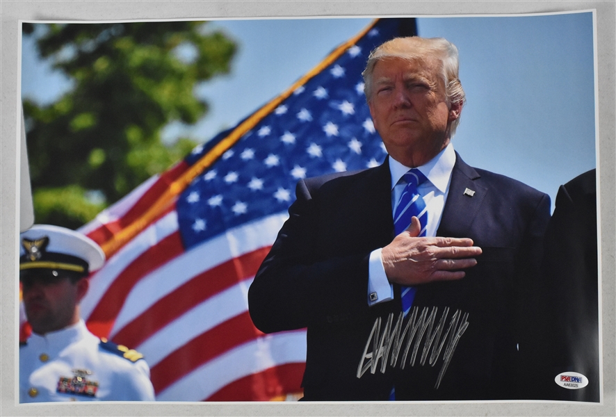 Donald Trump Autographed 11x14 Salute Photo PSA/DNA