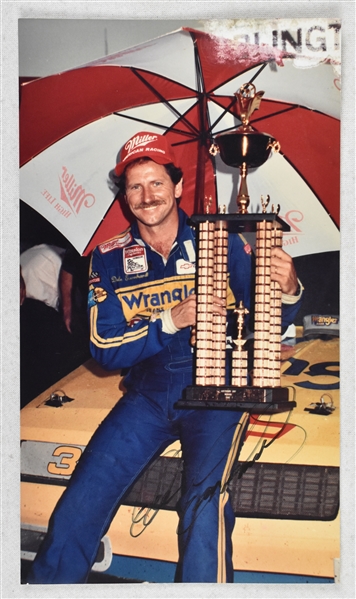 Dale Earnhardt Sr. Autographed 1980s Wrangler Hero Photo Card