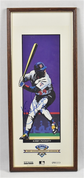 Kirby Puckett 1991 World Series Championship Autographed Framed Poster