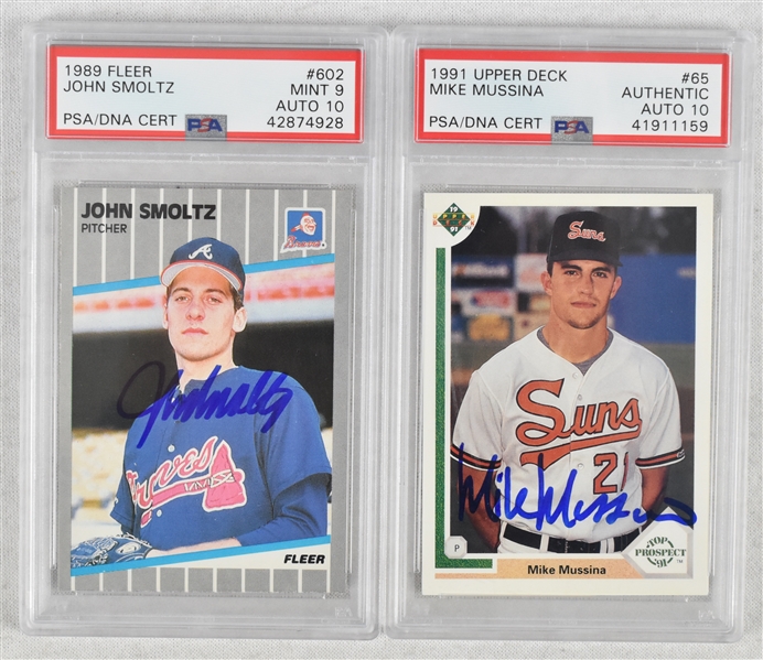 Mike Mussina & John Smoltz Autographed Rookie Cards PSA/DNA