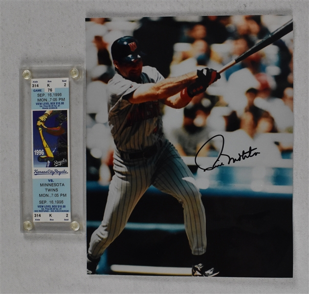 Paul Molitor Autographed 8x10 Photo & 3,000th Hit Club Ticket