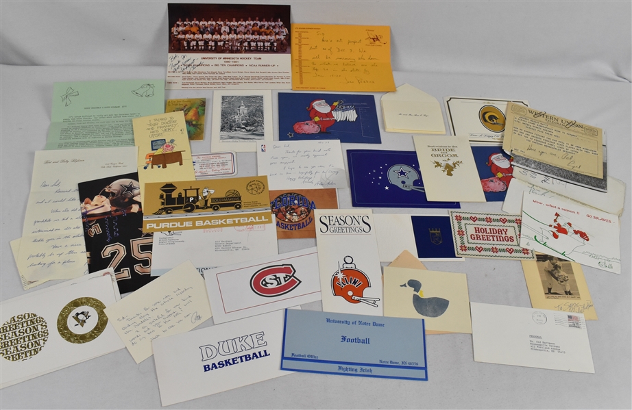 Collection of Holiday Greetings Cards & Signed Letter to Sid Hartman