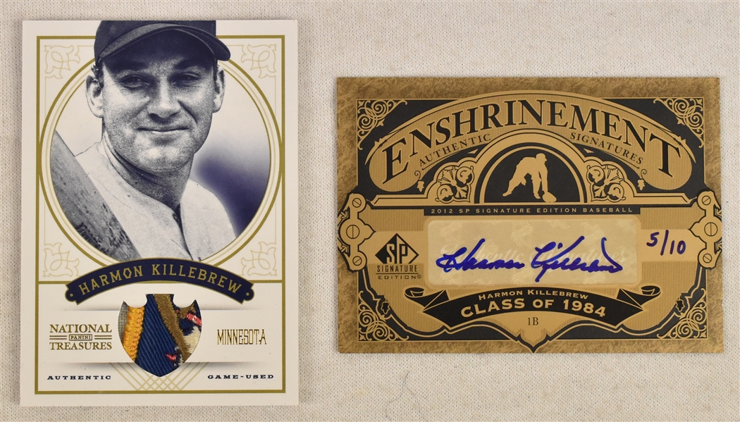 Harmon Killebrew Lot of 2 Game Used & Autographed Limited Edition Cards