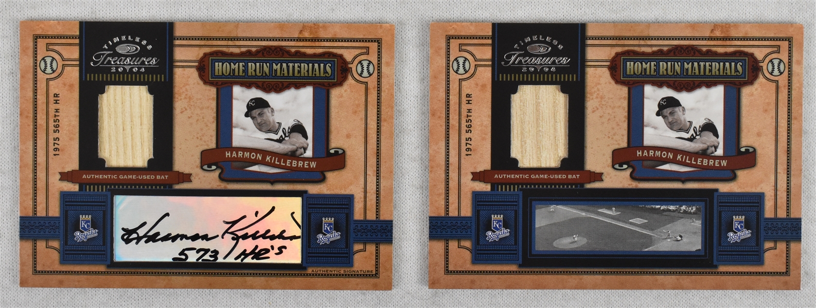 Harmon Killebrew Lot of 2 Game Used & Autographed Inscribed Limited Edition Cards