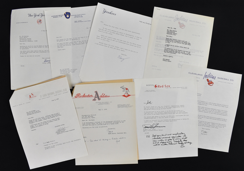 Collection of Baseball Signed Letters to Sid Hartman  