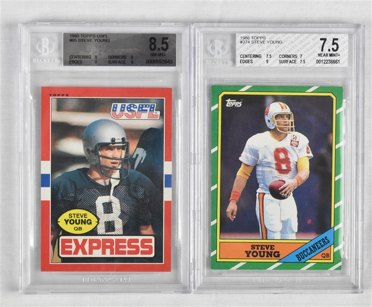 Steve Young 1985 Topps USFL & 1986 Topps NFL Rookie Football Card