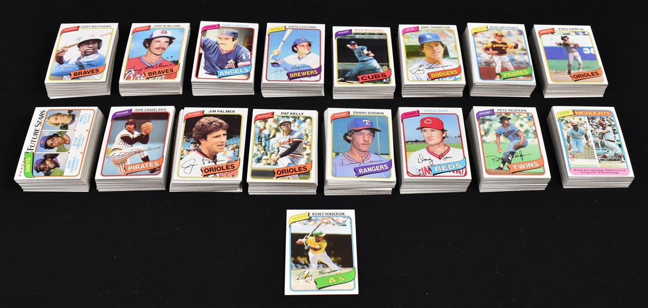 Vintage 1980 Topps Baseball Card Complete Set w/Rickey Henderson Rookie Card