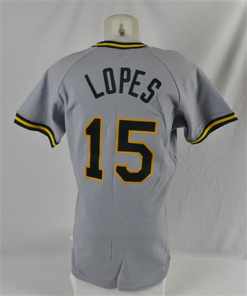 Dave Lopes 1982 Oakland As Game Used Jersey w/Dave Miedema LOA