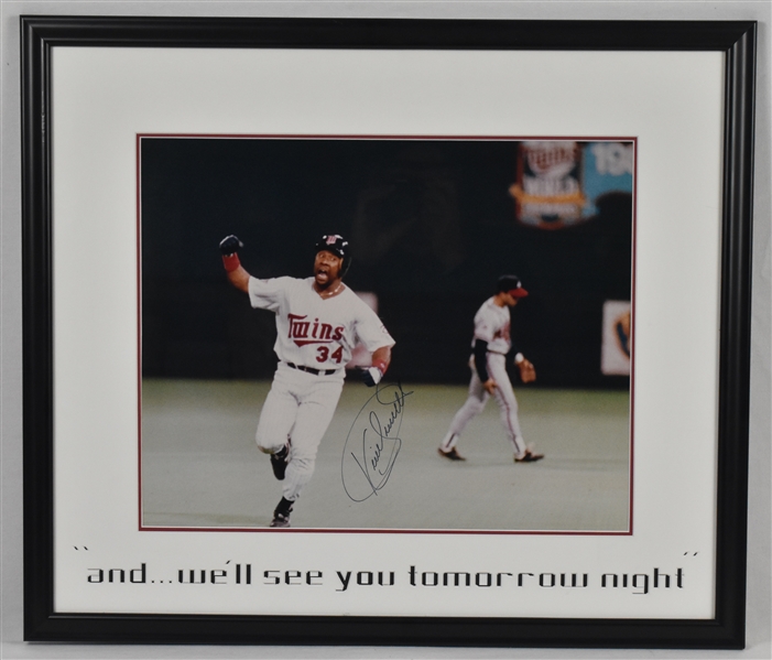 Kirby Puckett Autographed & Framed 25x29 Framed 1991 World Series Photo