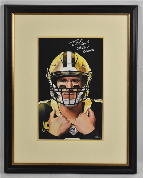 Drew Brees Original James Fiorentino Watercolor Painting *Signed & Inscribed by Brees*	