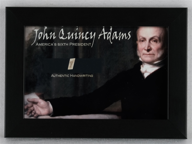 John Quincy Adams Lot of 2 Autographed "Word" Photo Display JSA