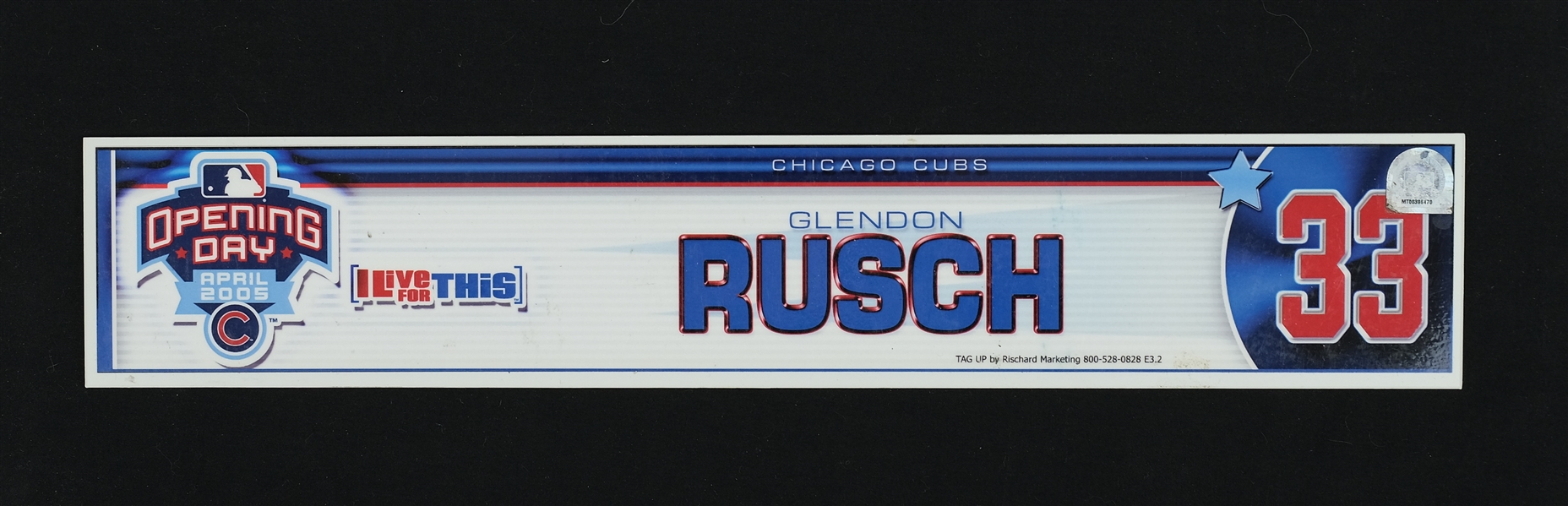 Glendon Rusch 2005 Chicago Cubs Locker Room Nameplate MLB