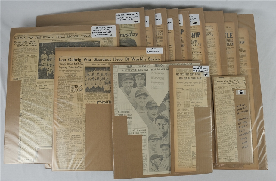 Collection of 14 Vintage World Series Newspaper Articles 