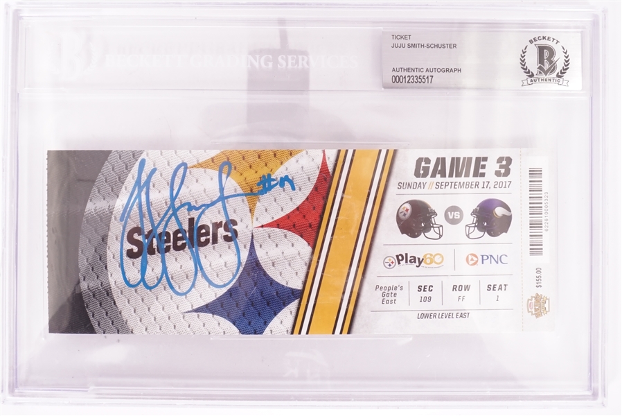 JuJu Smith-Schuster Autographed & Slabbed Authentic Beckett Steelers Ticket vs Minnesota Vikings