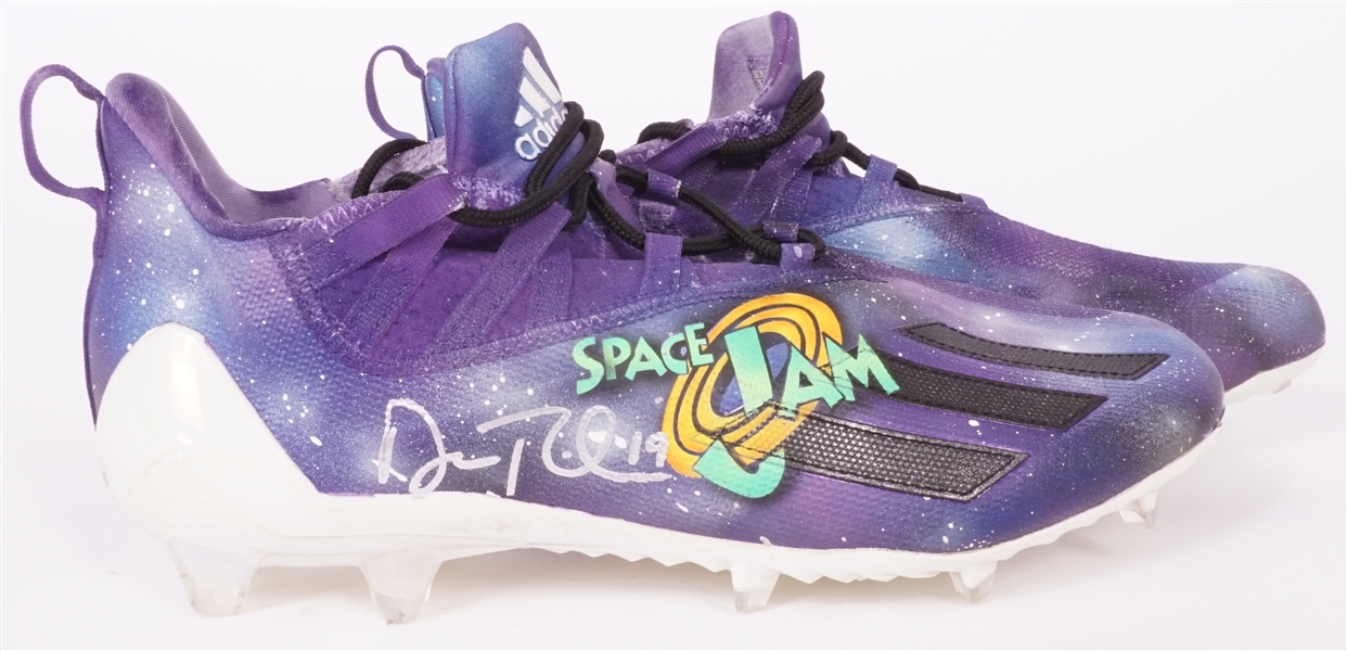 Adam Thielen Game Used & Autographed Mache Custom Space Jam Painted Football Cleats
