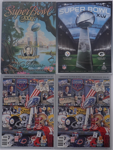 Lot of 4 Super Bowl Programs w/1997 & 2010 Green Bay Packers Championships