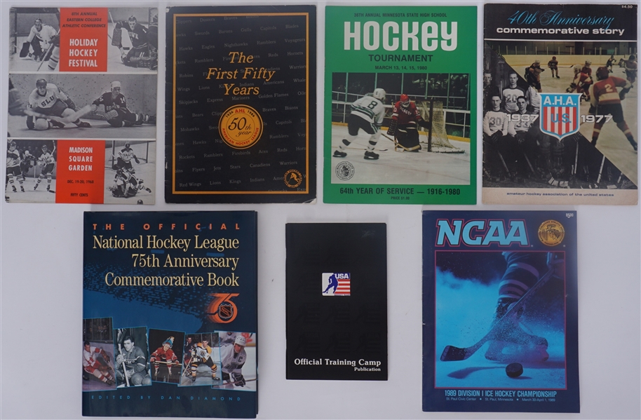 Collection of Vintage 1960s-1980s Hockey Books & Magazines