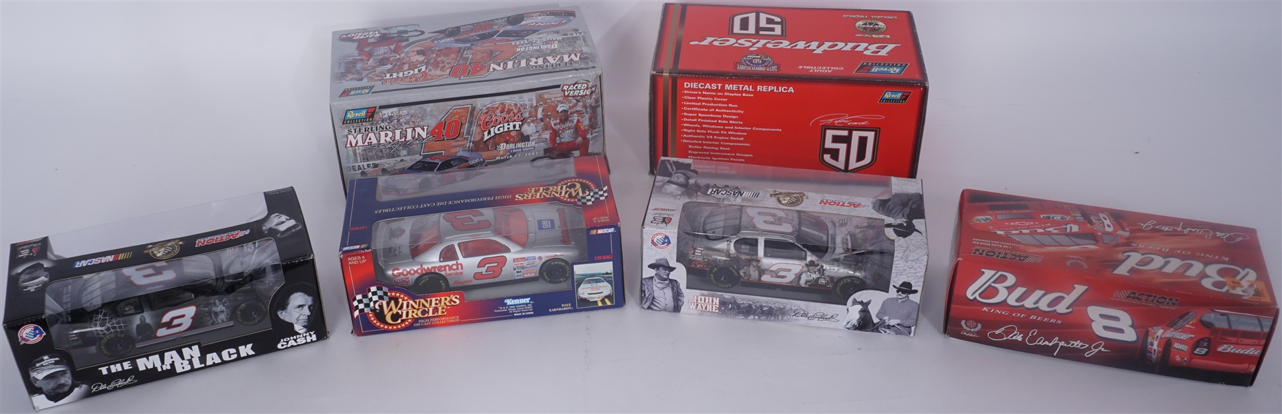 Collection of 6 NASCAR Die Cast Collectable Cars w/4 Dale Earnhardt Cars