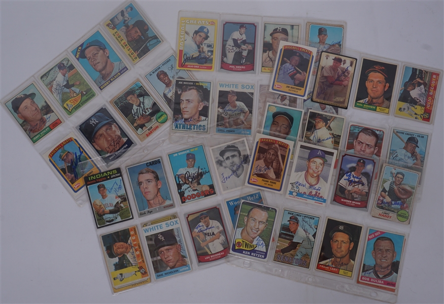 Collection of 50 Autographed Vintage Baseball Cards w/ Warren Spahn Beckett