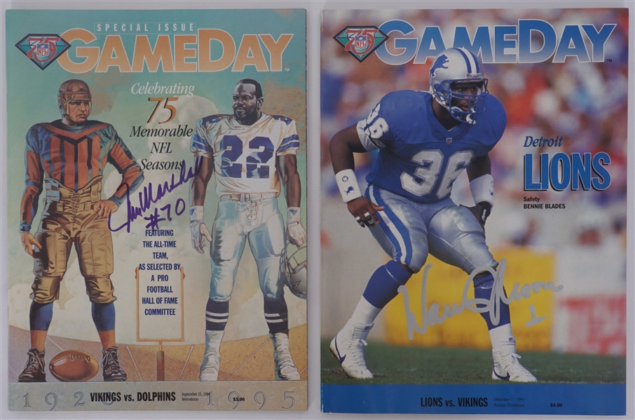 Lot of 2 Jim Marshall & Warren Moon Autographed Minnesota Vikings GameDay Magazines Beckett