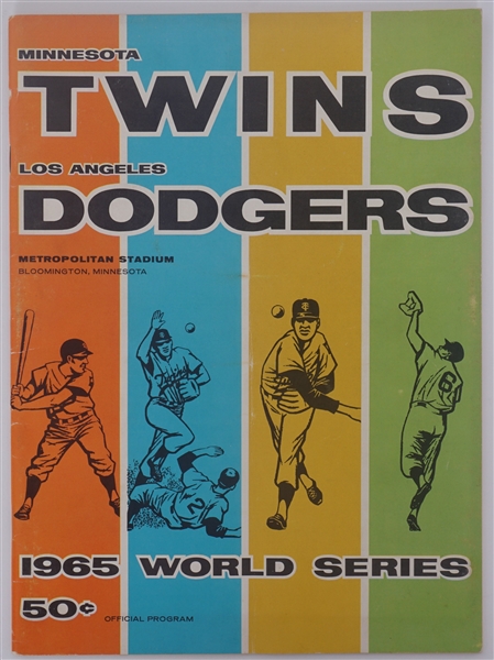 1965 World Series Minnesota Twins vs Los Angeles Dodgers Official Program