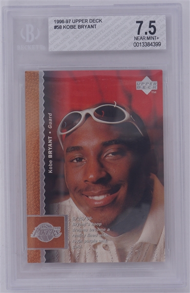Kobe Bryant 1996-1997 Upper Deck #58 BGS Near Mint+ 7.5 Rookie Card