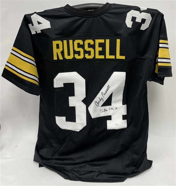 Andy Russell Autographed & Inscribed Pittsburgh Steelers Replica Jersey JSA