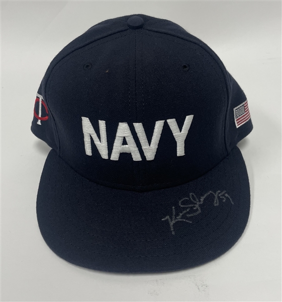 Kevin Slowey 2008 Minnesota Twins Game Used & Autographed Navy Hat MLB