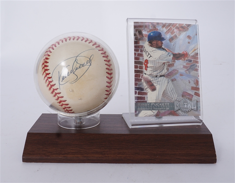 Kirby Puckett Autographed Baseball w/ Baseball Card Beckett LOA