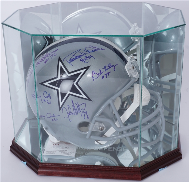 Dallas Cowboys "Doomsday Defense" Autographed Full Size Helmet w/ Case JSA